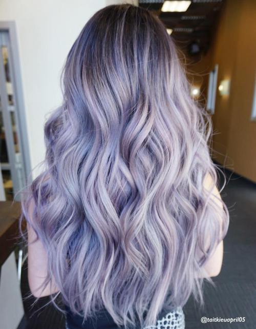 Дуго Pastel Purple Hair With Dark Roots