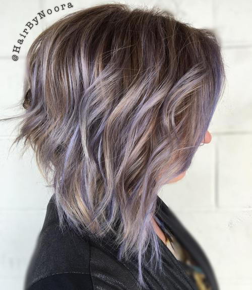 Svetlo Brown Hair With Pastel Purple Balayage
