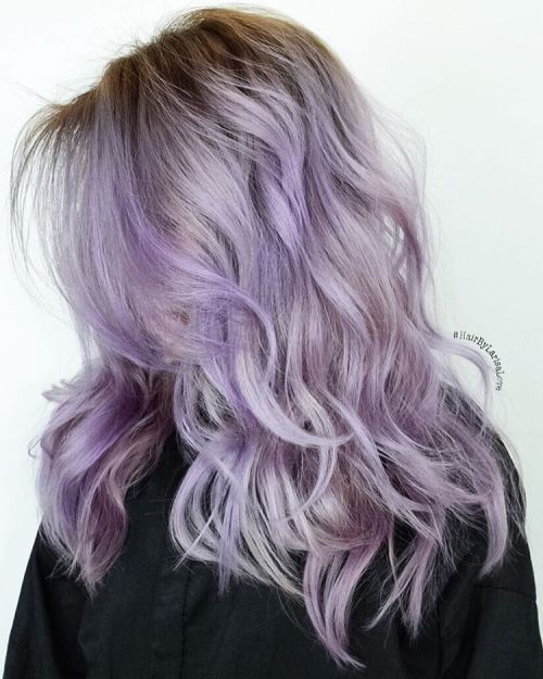 Средње Layered Pastel Purple Hair
