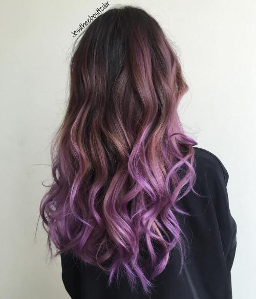 Дуго Brown To Purple Ombre Hair