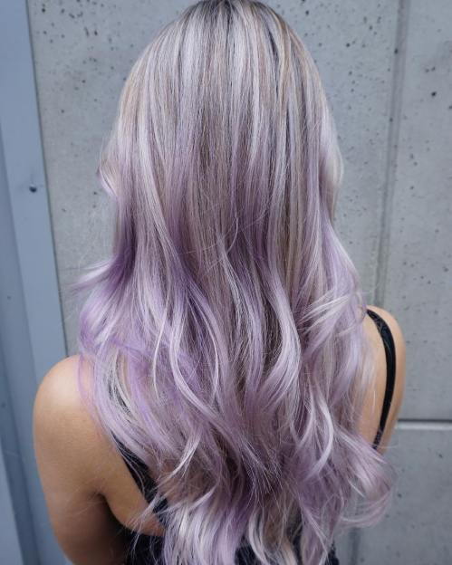 пастел purple hair with lowlights