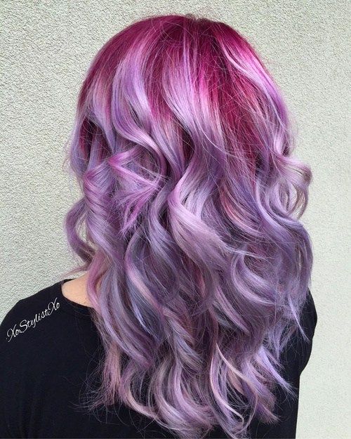лаванда hair with pink roots