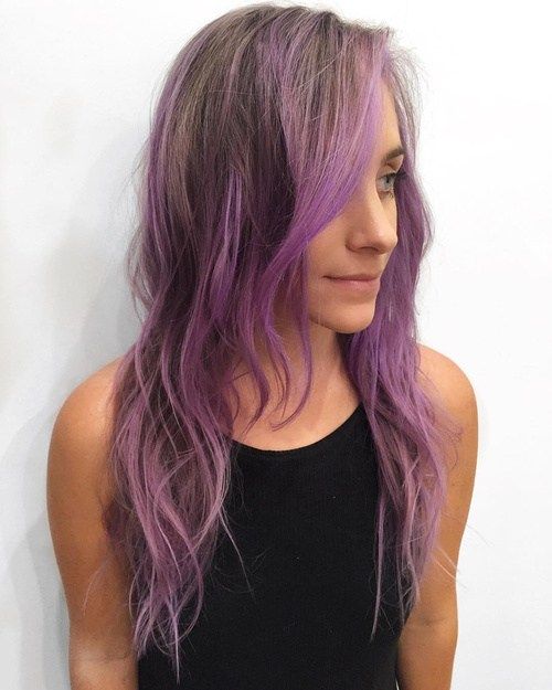 pastell purple balayage for light brown hair