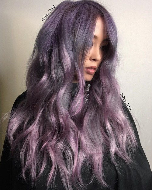 pastel ash purple hair color