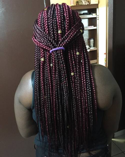 jumătate up ponytail for box braids with beads