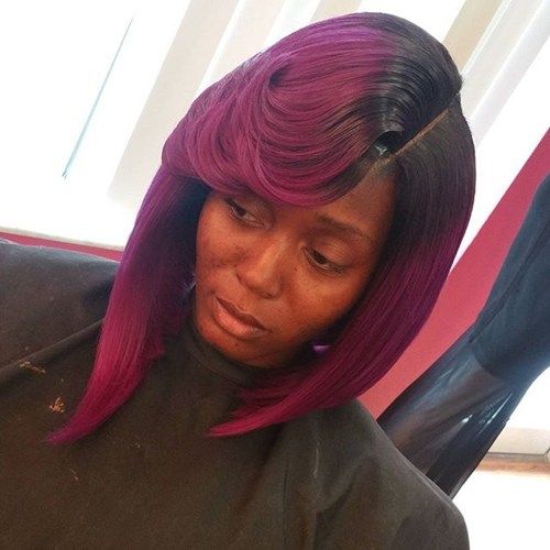 medium asymmetrical hairstyle for black women
