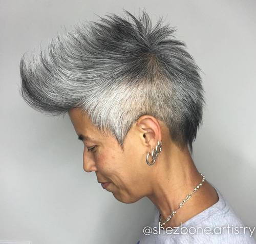 Azije salt and pepper fauxhawk for women