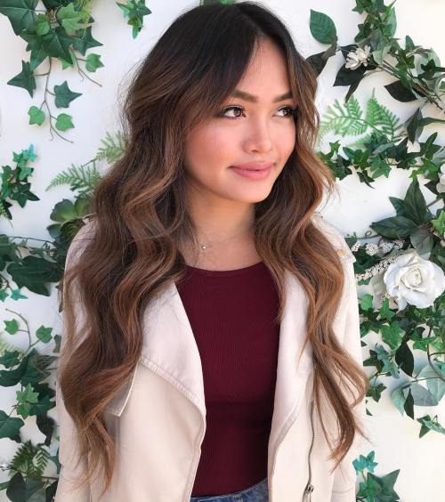 dlho Wavy Layered Brunette Hairstyle