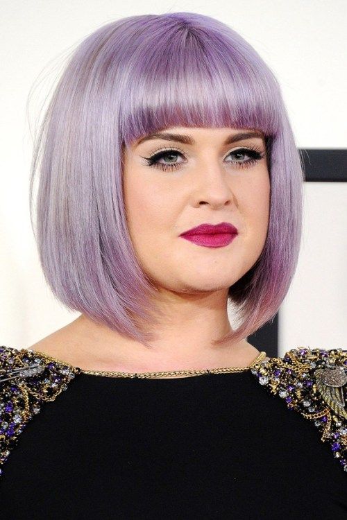  purple bob hairstyle for fat faces