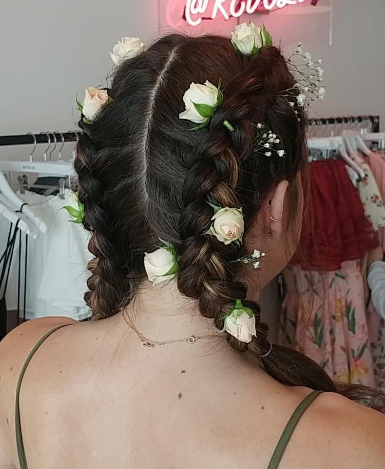 boxer Braids With Flowers